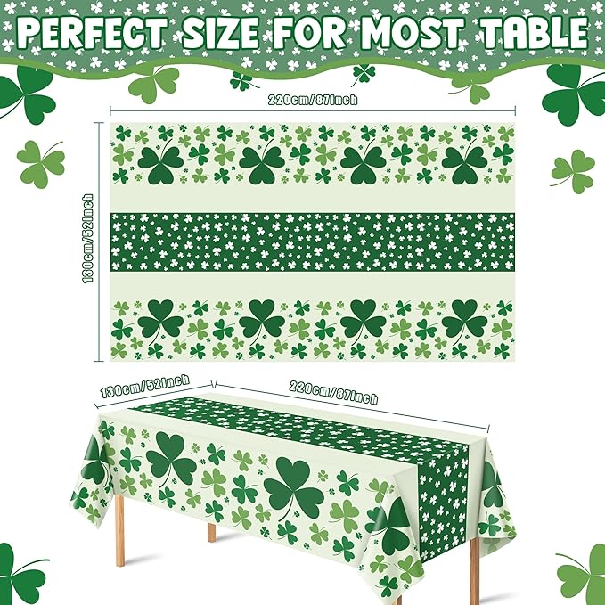 OHOME 2 Pack St Patricks Day Decorations - St Patrick's Day Tablecloth | St Patricks Day Accessories - St Patty's Day Accessories | Shamrock Decorations - St. Patrick's Day Decor Party Favors
