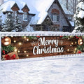 Outdoor Merry Christmas Hanging Banner 78.7x17.7 Inches Christmas House Fence Banner Decoration Holiday Party Supplies Vintage Xmas House Garaged Indoor Outside Christmas Party