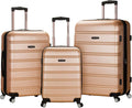 Rockland Melbourne Hardside 3 Piece Expandable Spinner Wheel Luggage Set, (20"/24"/28"), Champagne
