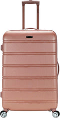 Rockland Melbourne Hardside Expandable Spinner Wheel Luggage, Checked Large 28", Rose Gold