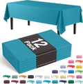 Exquisite 12-Pack Premium Plastic Tablecloth Pack of 12 Premium Plastic Tablecloth 54 Inch x 108 Inch Rectangle Table Cover - Turquoise
