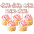 Gyufise 36 Pack Happy Retirement Cupcake Toppers Glitter Retired Cupcake Picks Retirement Theme Birthday Party Cake Decorations Rose Gold