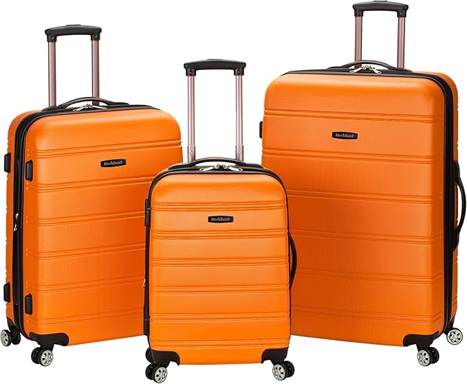 Rockland Melbourne Hardside 3 Piece Expandable Spinner Wheel Luggage Set, (20"/24"/28"), Orange