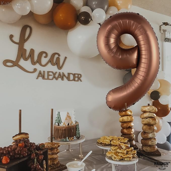 KatchOn, Giant Coffee Brown Number 9 Balloon - 40 Inch | Foil 9 Birthday Balloon for 9th Birthday Decorations | 9th Anniversary Decoration | Coffee Party Decor