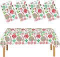 4 Pack Christmas Candy Cane Plastic Tablecloths,54 x 108 Inch Disposable Holiday Table Covers with Lollipops Design for Christmas Party Decorations Winter Dinner and Festive Events