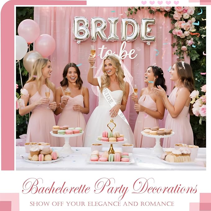 Bride To Be Sash Bridal Veil White for Bachelorette Party Decorations, Short Veil with Comb Pearl Satin Sash Set Bridal Shower Favors Gifts for Engagement Supply Bach Party Wedding Accessories
