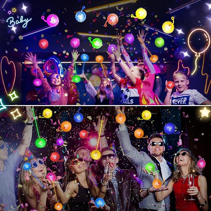 12 PCS Light up Ball, Bouncy Balls for Kids, Balls for Toddlers 1-3, 2.2inch Sensory Stress Ball, Flashing Squeaky for Easter Party Favors, Classroom Prizes, Prizes for Kids, Student Gifts