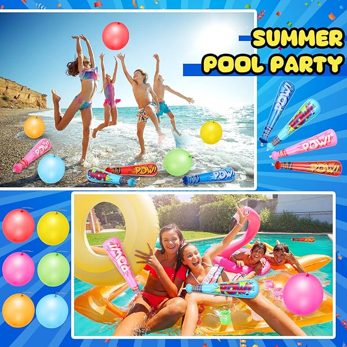 Seematn 32 Pcs Pow Inflatable Baseball Bats and Punch Balloons 18 Inch Inflatable Bat Toy Carnival Prizes Goodie Bag Stuffers for Boys Birthday Games Party Favors