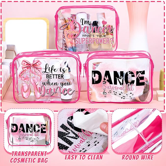 Cunno Makeup Bags Gifts for Women Teacher Beach Cruise Swim Nurse Dance Happy Graduation Gift Survival Kit Clear Cosmetic Bags PVC Waterproof Travel Toiletry Handbags Purses Organizer(Dance)