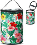 Sanwuta Beach Gifts Heavy Duty Clear Lotion Toiletry Bags for Travel Sunscreen Makeup Cosmetic Pouch Cylinder Bag Waterproof Portable Trip Bag with Handle Zipper(Hibiscus Flowers)