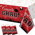 3 Pack Graduation Tablecloth Party Decorations, Class of 2026 Congrats Grad Plastic Tablecover Party Supplies, Red Rectangle Graduation Table Decorations for College High School Party, 54 x 108 Inch