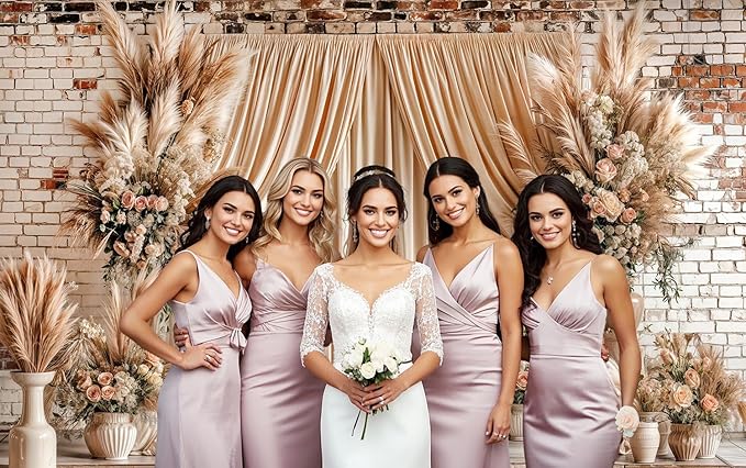 7X7ft Boho Floral Wedding Backdrop Wall Background Photography Beige Vintage Flowers Backdrops for Parties Wedding, Girls Birthday Princess Weeding Bridal Shower Floral Anniversary Ceremony Decor