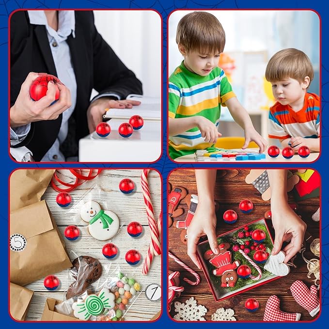24 Pcs Spider Party Favors Stress Balls,1.57" Fidget Sensory Toys for Kids Birthday Decorations, Goodie Bag Stuffers, Carnival Gifts, Classroom Prizes & Valentines Gifts