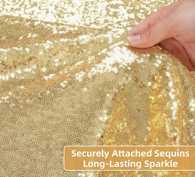 Light Gold Backdrop Photobooth Sequin 4FTx7FT Glitter Curtains for Birthday Party Wedding Wall Decoration