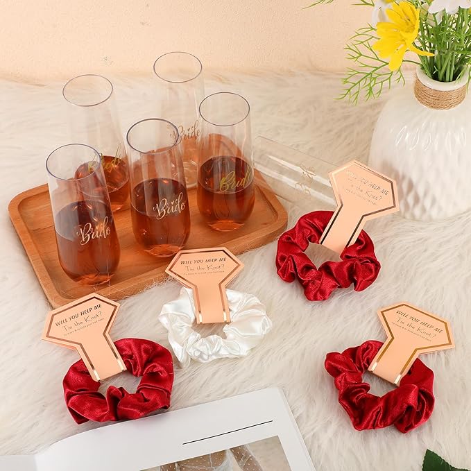 Panitay 42 Pcs Bridal Robes Sets Bride Robes Bridesmaids Proposal Gift Heart Sunglasses Champagne Flutes for Wedding Party