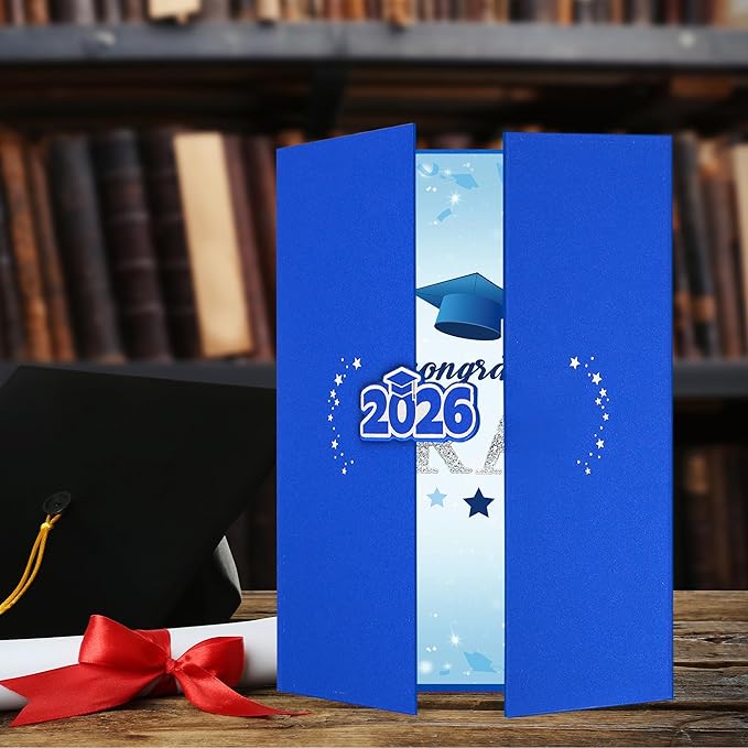 Vlipoeasn 2026 Graduation Guest Book Alternative, Blue Silver Class of 2026 Graduation Party Decorations, Graduation Signature Book for 2026 College High School, Unique Graduation Gifts for Friends