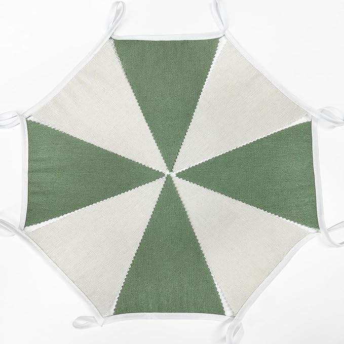 46Ft Green White Party Decorations Sage Green White Burlap Banner Triangle Pennant Flag Linen Bunting Garland Streamers for Jungle Safari Birthday Wedding Golf Baby Shower Summer Party Decorations