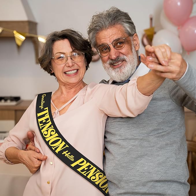 Elegant Retired Sash with Gold Foil - Funny Black Retirement Party Sash Decorations for Both Women and Men Retirement Party Supplies & Large Enough Size (35.6x3.74 inch)