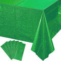 6 Pack Iridescent Green Plastic Tablecloths, Shiny Disposable Laser Rectangle Table Covers, Holographic Foil Tablecloth for St. Patrick's Day Birthday Christmas Witch Theme Party, 54x108Inch
