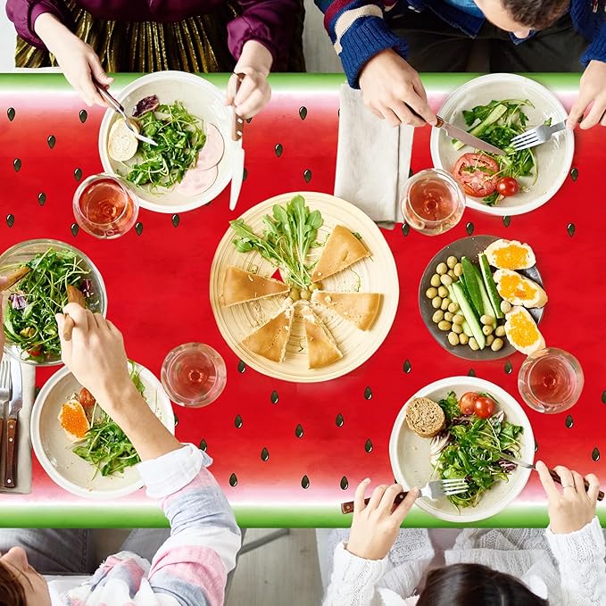 LKITMIUT 4 Pack Watermelon Party Tablecloth Watermelons Table Cover One in A Melon Plastic Table Cloth Watermelons Theme Tablecloth Watermelon Birthday Party Supplies Fruit Theme Decor 86 x 51 Inch