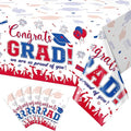 6 Pack Graduation Tablecloth Party Decorations, Class of 2026 Congrats Grad Plastic Tablecover Party Supplies, Blue and Red Rectangle Graduation Table Decor for College High School Party, 54x108Inch