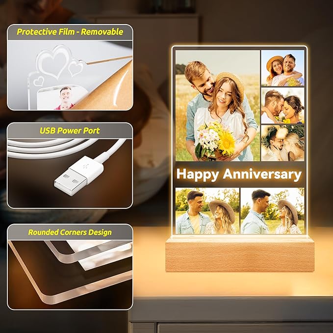 Custom Picture Frames with Photo, Personalized Photo Frame, Customized Gifts for Couple, Personalized Anniversary Birthday Gifts for Women Men Her Him Boyfriend Girlfriend