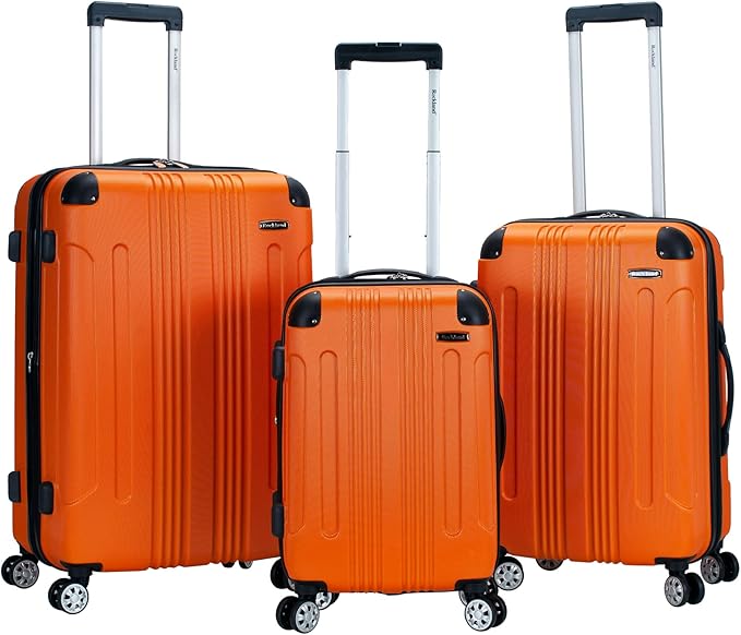 Rockland London Hardside 3 Piece Expandable Spinner Wheel Luggage Set, (20"/24"/28"), Orange
