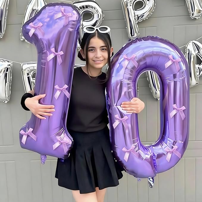 40 Inch Number Balloons, Purple Balloons 16th Birthday Decoration For Woman Man, Foil Number 16 Ballon for 16, 61 Anniversary, Bridal Shower, Graduation, Wedding, New Year, Valentine's Day