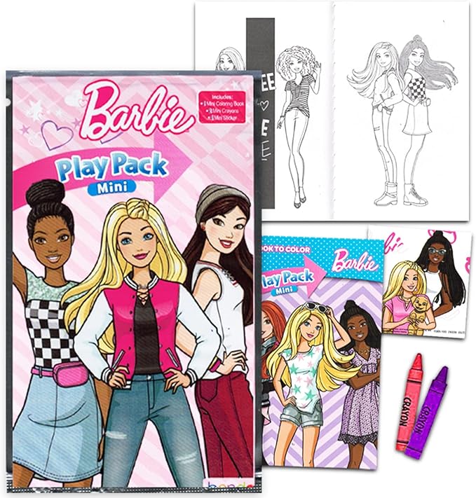 Barbie Party Favors Bundle - 24 Pack with Mini Coloring Activity Book, Goodie Bags, 50 Individually Wrapped Lollipop Suckers | Halloween Supplies