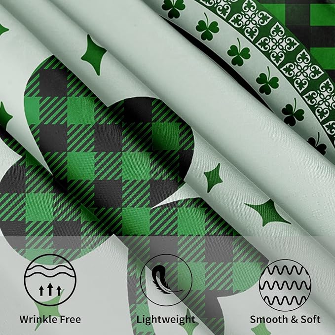 St Patricks Tablecloth Round 60 Inch Green Shamrock Tablecloth Buffalo Plaid Clover Table Cloth Farmhouse St Patrick's Day Tablecloth for Kitchen Holiday Picnic Party Dinner Room Outdoor Decor