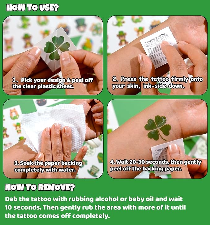 JCFIRE 95 PCS St Patricks Day Tattoos for Kids, Shamrock Stickers Temporary Tattoos for Children, Saint Patricks Day Accessories Party Favors, Lucky Irish Decor Gifts, St Paddy Decorations Supplies