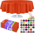 Grandipity 12 Pack Premium Disposable Plastic Tablecloth 84" Inch Decorative Round Table Cover - Orange