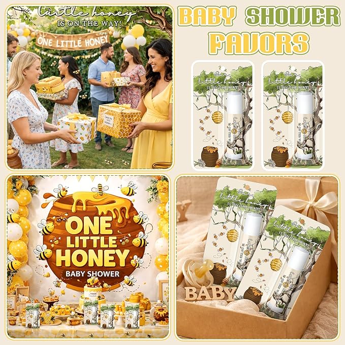30 Pack One Little Honey Baby Shower Games Prizes Party Gifts Bulk Lip Balms Favors for Winners Adults Guests Gender Reveal Party Favors Decorations Baby Shower Souvenirs Gift Bags Stuffers
