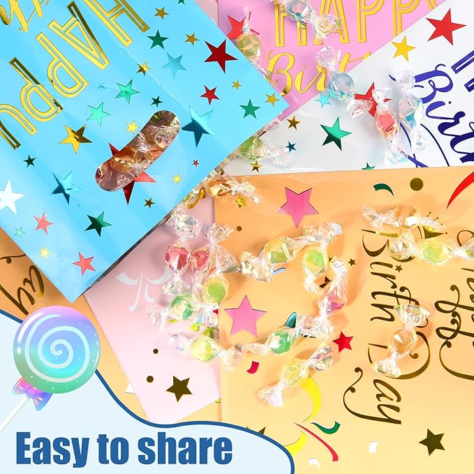 GOMANCHE 40-Pack Happy Birthday Party Favor Bags 9.4 x 6.3 Inch - Colorful Reusable Goodie Gift Bags for Kids, Girls & Boys Birthday Parties, Baby Showers & Special Events