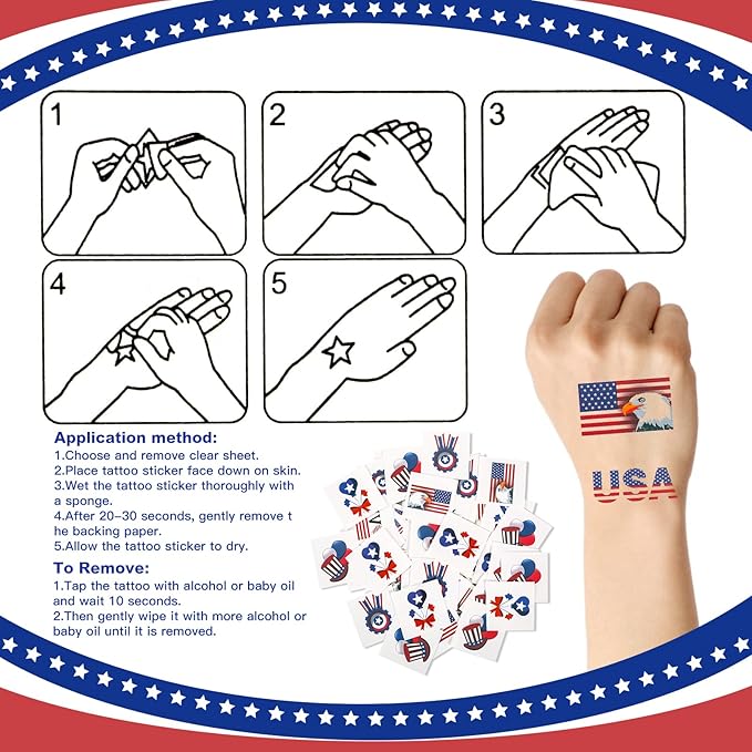 150 Pcs 4th of July Patriotic Accessories for Kids, Fourth of July Party Favor Supplies, Independence Day Memorial Day Decor Dressing-up Accessories, Classroom Prizes for Students