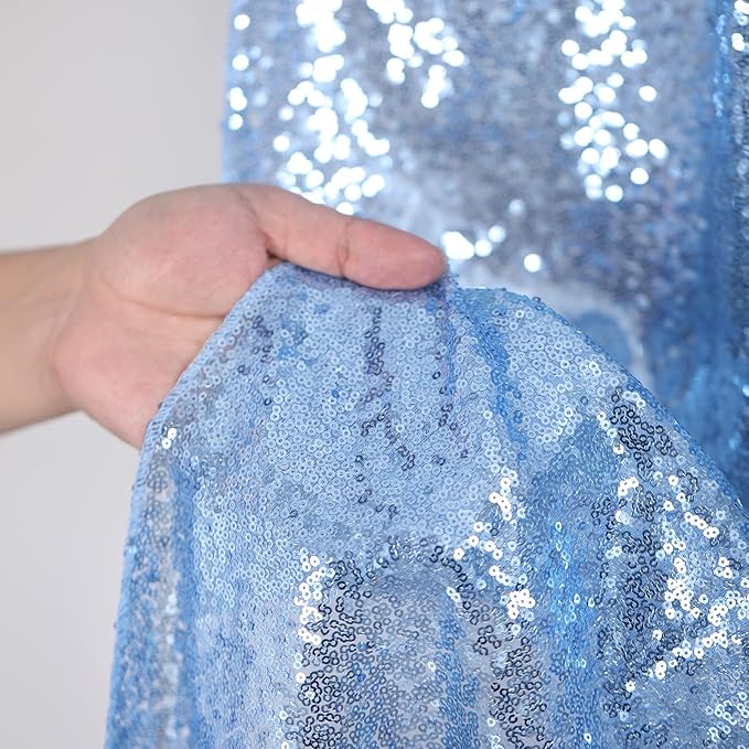 B-COOL Baby Blue Sequin Backdrop Curtains 2 Pieces 2ftx8ft Party Photography Sparkly Background Prom Drapes Wedding Baby Shower Backdrops