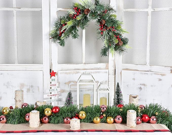 DearHouse 40 Foot Christmas Garland, Artificial Pine Garland Holiday Decor for Outdoor or Indoor Home Garden Artificial Green Greenery, or Fireplaces Holiday Party Decoration