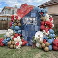Cowgirl Balloon Arch Kit, Dusty Blue Dusty Pink Sand White Light Brown Balloon Garland with Paisley Bandana, for Western Rodeo Birthday Baby Shower Party Decorations
