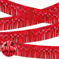 4 Packs Total 39 Feet Parade Floats for Trailer Car, Red Foil Fringe Garland Tinsel Streamers Hanging Backdrop Banner Table Skirts for 4th of July Graduation Homecoming Wedding Birthday Party Decor