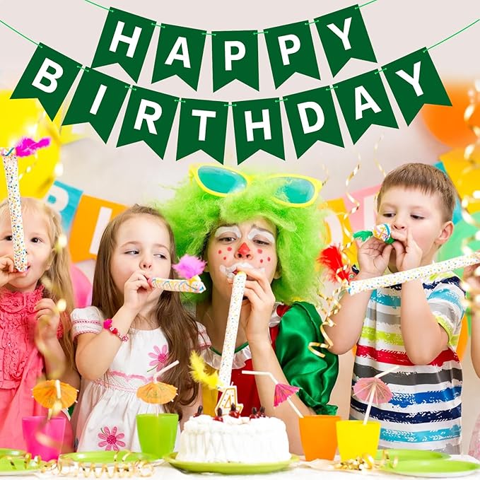 Dark Green Happy Birthday Banner Sign Birthday Bunting Banner Garland for Kids Girl Woman Tea Party Decorations Bunting Flag Party Supplies