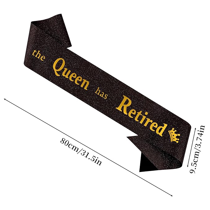 Retirement Party Decorations Gifts For Women Retirement Sash The Queen Has Retired Sash Party Favors Supplies Black Glitter