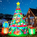 7FT Christmas Inflatables Tree Built-in 360° Rotating Colorful LEDs & Lighted Star, Christmas Decoration Outdoor Blow up Yard Decorations with 3 Gift Boxes for Xmas Party Holiday Indoor