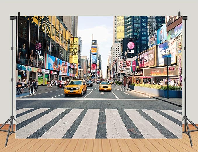 NYC Time Square Buildings Photo Backdrops Taxi New York Fashion Street Party Photography Background Adult Portrait Studio Booth Props Banner 7x5ft