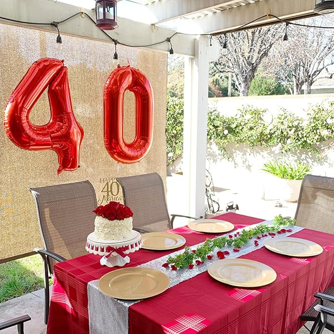 40 Inch Red Number Balloon 0, Large Number Foil Mylar Balloons for Birthday Party Celebration Decorations Supplies, Digital Balloons for Wedding Anniversary Events Decorations