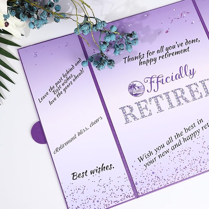 Purple Retirement Party Decorations Large retirement Card for Signing Giant Guest Book Alternative Happy Retirement Card for Woman/Men