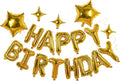 23pcs Birthday Balloons Banner, 3D Gold Premium Mylar Foil Ecofriendly Letter Happy Birthday Banner with 5pcs Star Balloons Kits for Kids Girls Boys Men Adults Birthday Party Decorations Supplies