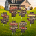 6PCS Halloween Yard Decorations Outdoor Keep Out Warning Halloween Sign Stakes Graves Lawn Bush Decorations Props Outdoor Decor for Haunted House Holiday Party Supplies