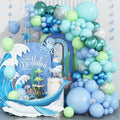 Under the Sea Balloon Arch, Pastel Blue Teal Lime Green Balloon Garland with Metallic Balloons, Blue Green Balloon Garland for Girls Boys Ocean Shark Theme Birthday Party Baby Shower Decor
