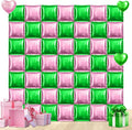 50 PCS Pink Green Square Foil Balloon Wall Backdrop 19 Inch Reusable DIY Mylar Balloons Tunnel Garland Arch Kit for Witch and Princess Theme Party Birthday Bachelorette Party Decoration