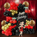 152PCS Cheetah Balloon Arch Garland Kit with Black Red Gold Leopard Print Cherry Balloons for Cheetah Birthday Decorations, Leopard Party Decor, Cherry Theme, Girls Night, Bachelorette